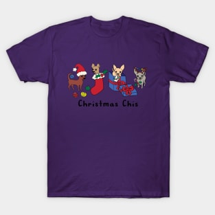 Lilac Christmas Chis - Smooth coat chihuahuas - Christmas Chihuahua Tee T-Shirt